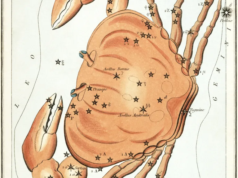 Cancer as drawn in Sidney Hall's star chart Urania's Mirror (1825)